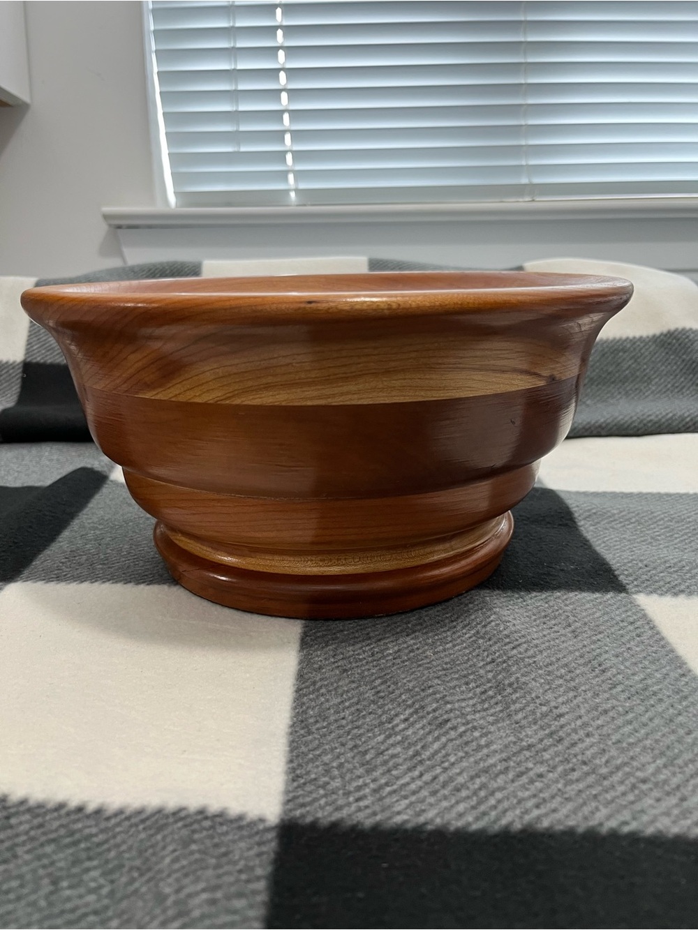 Vintage Hand Turned Large Wood Footed Bowl Centerpiece